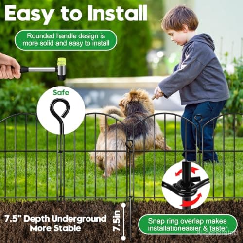 Decorative Garden Fence 17in (H) x10ft (L), Arched Rustproof Metal No Dig Fence for Dogs & Rabbit, Ornamental Animal Barrier for Flower Beds, Border Panels Fencing for Yard & Patio Outdoor Decor - Thumbnail 2