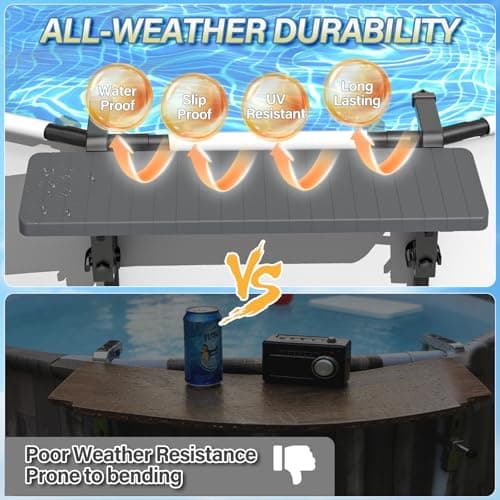 BoYata Pool Bar, Above Ground Poolside Bar Table, 49.4×9.6" Stable & Large Pool Side Table Holds 110LBS, Durable Above Ground Pool Accessories, Swim Up Bar for Round & Oval Frame Swimming Pools - Thumbnail 5