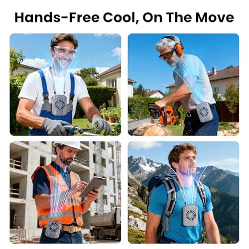 HandFun AI Portable Fan Rechargeable, 10000mAh Waist Fan with Flashlight [18H Working Time], 3 Speeds Strong Airflow Wearable Personal Clip on Shirt for Outdoor, Jobsite, Farms, Traveling, Fishing - Thumbnail 5