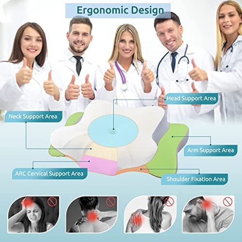 DONAMA Cervical Pillow for Neck and Shoulder,Contour Memory Foam Pillow,Ergonomic Neck Support Pillow for Side Back Stomach Sleepers with Pillowcase - Thumbnail 3