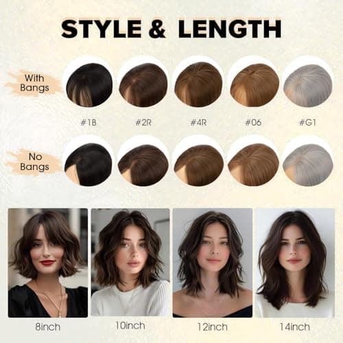 TESS Hair Toppers for Women Hair Pieces for Women with Thinning Hair Clip in Handmade Lace Base 3 Clips, 3.2 × 4.5 Inch, 12 Inch, Dark Linen - Thumbnail 6