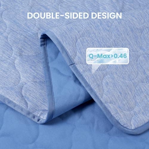 Cozy Bliss Deluxe Leakproof Cooling Blanket for Large Dogs Q-Max 0.5, Soft & Durable Washable Pet Cooling Mat for Hot Weather, Livingroom, Couch & Bed Protector for Cats, Haze Blue, 40"x60" - Thumbnail 5