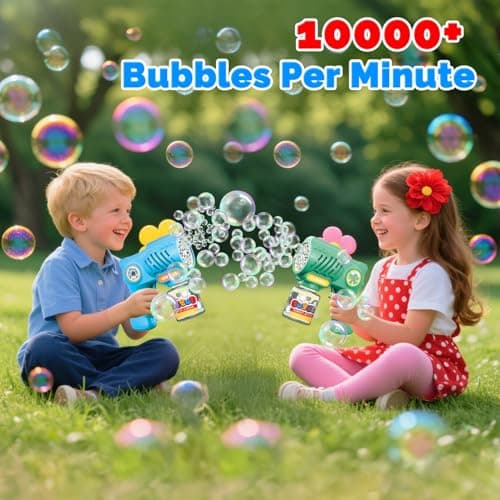 EagleStone Toys for 3+ Year Old Boys Girls, 2 Pack Bubble Gun Machine with Bubble Solution, Outdoor Toy for Kids Ages 4-8,Kids Toys for Ages 3-4 4-6 5-7, Birthday Gifts for 3 4 5 6 7 8 Year Old Boys - Thumbnail 2