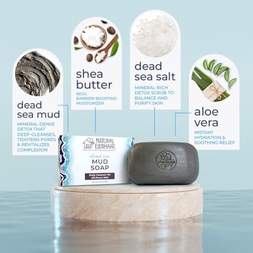 Natural Elephant Dead Sea Mud Soap Bar | Mineral-Rich Face & Body Cleanser with Natural Dead Sea Minerals | 4.4 oz (125 g) Pack of 3 - Thumbnail 6