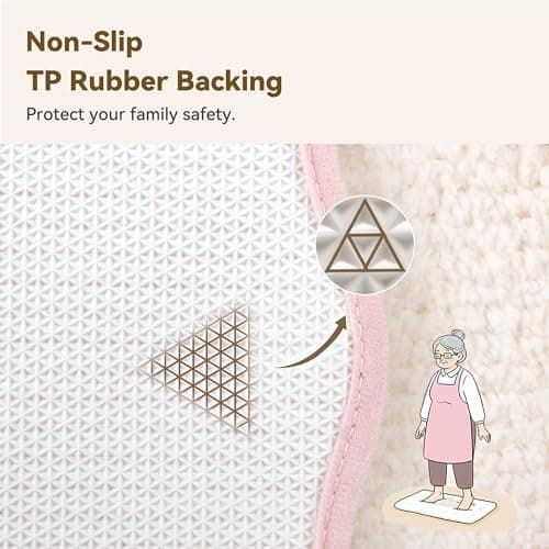GRANNY SAYS Cute Waved Bathroom Rugs 16" x 24",Non-Slip Pink Scalloped Bath Mats for Bathroom, Plush Shag Absorbent Microfiber Ultra Soft Bath Mat, Washable Rug for Tub, Shower, Bedroom - Thumbnail 3