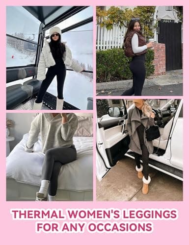 Showitty 3 Pack Fleece Lined Leggings Women with Pockets - Winter Warm Thermal Yoga Pants for Running Workout Plus Size - Thumbnail 2