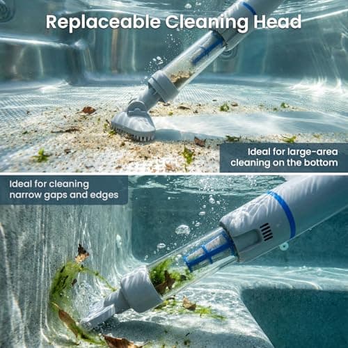 Handheld Spa Hot Tub Vacuum, Cordless Spa Vacuum Cleaner with 2 Brush Heads and Telescopic Pole, Up to 3 Hours of Runtime, Rechargeable Small Pool Vacuum for Above Ground Pool Inground Pools Hot Tubs - Thumbnail 4