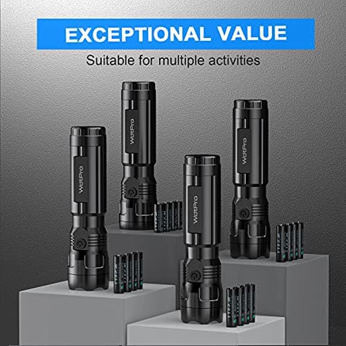 WdtPro 4 Pack LED Flashlights, Bright Flashlight with 16 AAA Batteries, Super Long Battery Life, Single Mode, High Lumens, EDC Flash Lights for Emergencies, Hurricane Supplies, Camping - Thumbnail 6