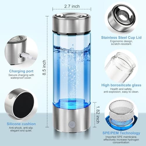 2026 New Hydrogen Water Bottle, Hydrogen Water Generator with Advanced SPE PEM Technology, Portable Rechargeable aquahealth Hydrogen Water for Office, Daily Drinking and Gifts - Thumbnail 6