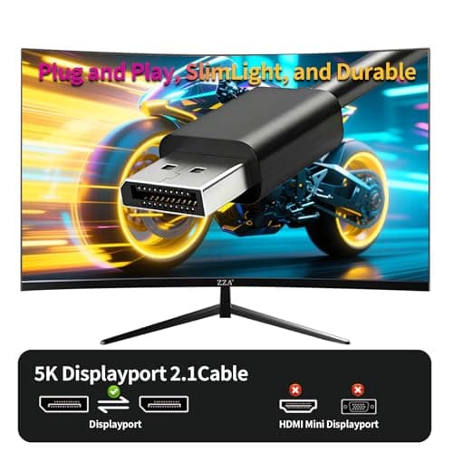 ZZA DisplayPort Cable 2.1, 1.5M DP to DP Cable for Gaming Monitor, Graphics, PC Black - Thumbnail 5