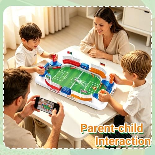 Anehono Tabletop Soccer Game for Kids, Mini Foosball Desktop Soccer Shootout Game with Dual Controls, Sound Effects & Scoreboard, Interactive 2-Player Family Game, Educational Toy for Boys Girls - Thumbnail 6