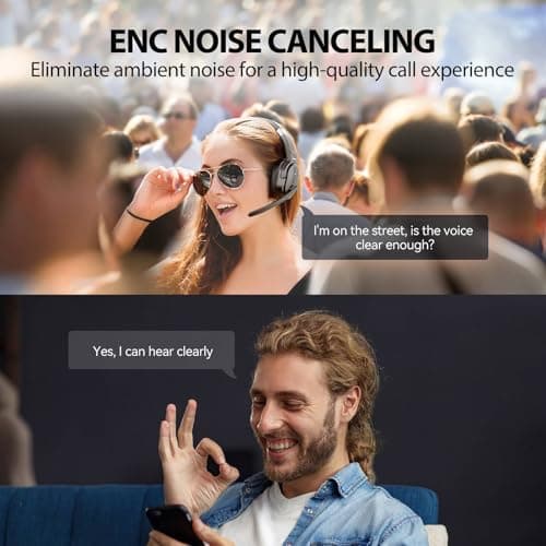 TECKNET Trucker Bluetooth Headset, Stable V5.2 & USB Dongle Connection, 70h Wireless Bluetooth Headsets with Mic and Mute, ENC Noise Canceling, Headset for Truck Drivers, Cell Phone, PC Comfort Office - Thumbnail 2