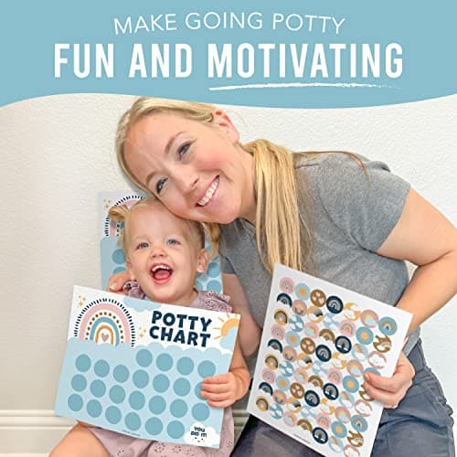 Hadley Designs Potty Training Chart for Toddlers Girls -10 Sticker Potty Chart for Toddlers Girls, 8.5x11" Potty Training Sticker Charts for Toilet Success, Boho Toddler Reward Chart for Kids - Thumbnail 3
