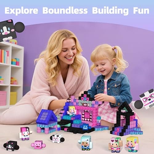 GobiDex 108PCS Magnetic Building Blocks & Figures Playset - STEM Princess Sensory Toys to Build a MagWonder World, Pretend Play Birthday Gift for Girls Ages 3+ (0.8 in) - Thumbnail 6