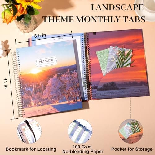 CAGIE 2026 planner Weekly and Monthly Jan 2026-Dec 2026 Hardcover Hourly Daily Planners for Women 26 Calendar Planner with Stickers Spiral Bound Yearly Agenda, 8.5 x 11 - Thumbnail 3
