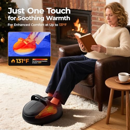 HTM Foot Massager with Heat, 5 Modes & 9-Level Intensity & 3-Speed Vibration, Shiatsu Kneading & Rolling Compression, with Remote & Portable Handle, Fits Up to Men's Size 13, Gift for Women Men - Thumbnail 2