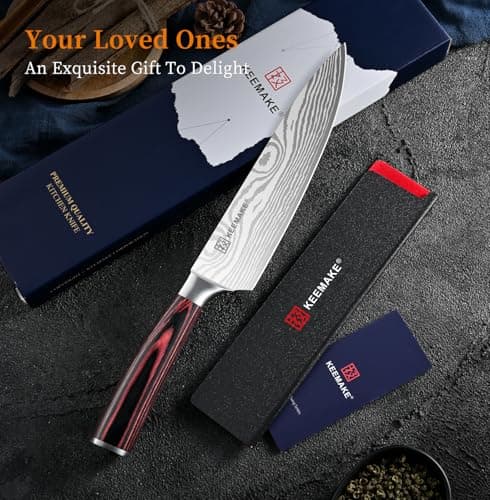 KEEMAKE Chef Knife - 8 Inch High Carbon Stainless Steel Kitchen Knife with Ergonomic Handle, Professional Kitchen Gadgets with Gift Box for Men and Women, Father Day Gifts - Thumbnail 5