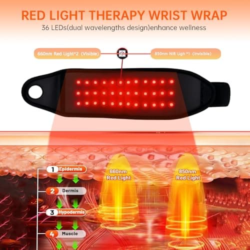 Suerbeaty Red Light Device for Hands Wrist, Cordless & Rechargeable 2000mAh Controller with Auto-Off Timer, 660nm & 850nm NIR for Comfort Support - Thumbnail 4