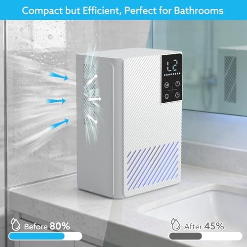 Dehumidifier 58W Compact Quiet Effective Double Cores for Home. 68OZ Water Tank, Sleep Mode, Auto Shut-Off, Delay-Off Timer, Night Light, for Bathroom Bedroom RV Camper Closet or any Small Space - Thumbnail 5