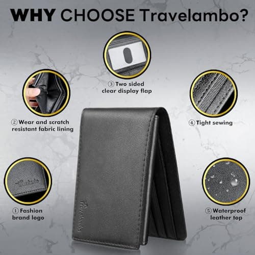 Wallet for Men, Premium Classic Mens Wallet Minimalist Slim Bifold Wallet, RFID Blocking Wallet with 10 Credit Card, 2 ID Window and 2 Cash Slots, Leather Compact Wallet, Front Pocket Card Holder - Thumbnail 2