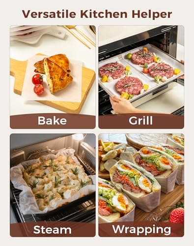 Atchake 6x6 Inches Parchment Paper Squares, 320Pcs Non-Stick Hamburger Patty Paper, Unbleached 100% Wood Pulp Burger Paper for Separating Patty, Burgers, Naan, Tortillas, Freezer, Oven, Microwave - Thumbnail 6