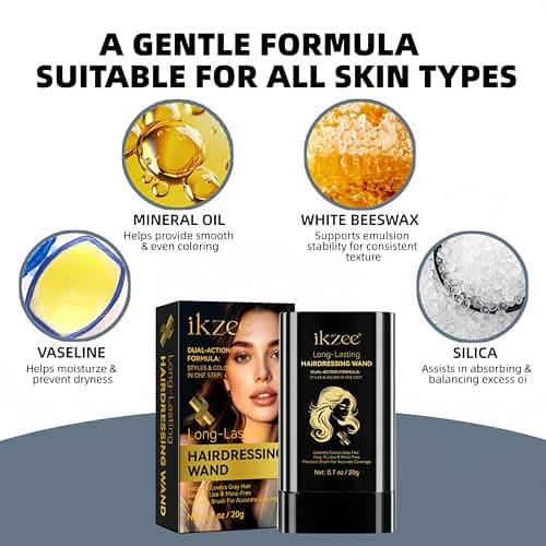 Temporary Hair Dye Comb for Gray Hair Coverage, Disposable Hair Color Stick with Precision Brush, Advanced Non-Irritating & Smudge-Proof Formula, Quick Root & Sideburn Touch-Up (light brown) - Thumbnail 6