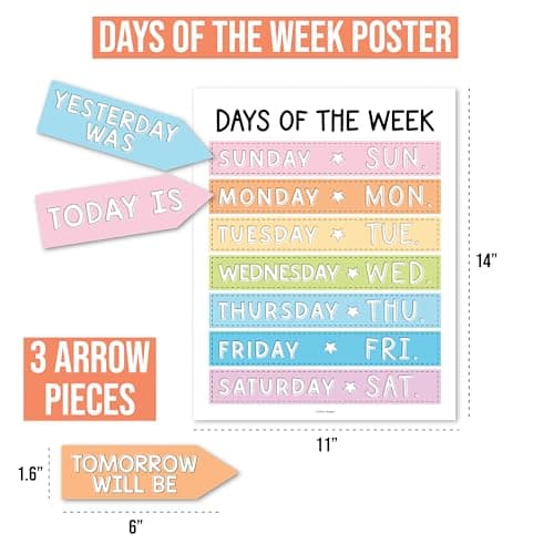 Hadley Designs Classroom Calendar Set Bulletin Board Decorations - Pastel School Calendar for Classroom Decor, Kindergarten Preschool Elementary Teacher Must Haves, Homeschool & Daycare Essentials - Thumbnail 3
