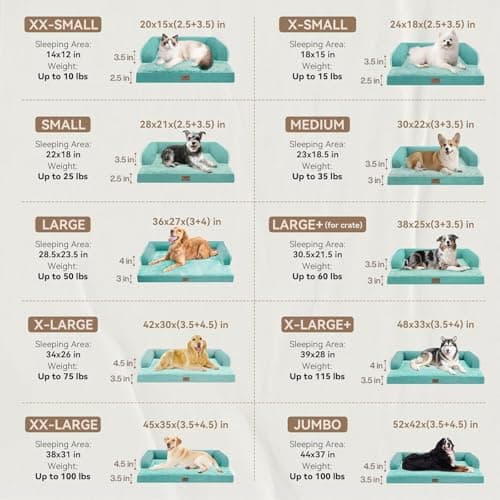 Large Dog Bed Orthopedic Washable, Orthopedic Dogs Bed with Removable Bolsters, Washable Beds for Large Dogs, Waterproof Pet Beds and Non-Slip Bottom, Extra Aqua Blue XXXLarge Dog Sofa - Thumbnail 2