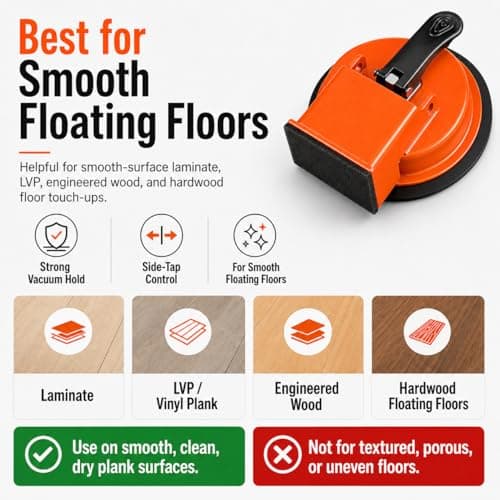 Floor Gap Fixer Tool,Heavy Duty Laminate Floor Suction Cup Tool for Wood,Vinyl & Tile Flooring,Enhanced Vacuum Suction Gap Repair Tool with Anti-Slip Grip,Flooring Installation Accessories (Orange-1) - Thumbnail 4