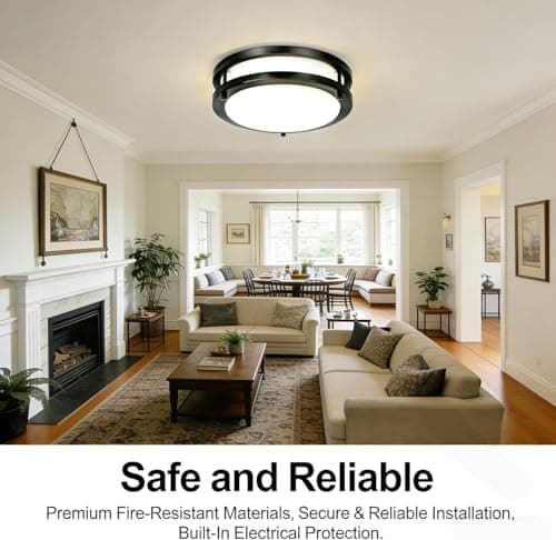 Drosbey 32W Dimmable LED Ceiling Light Fixture, Flush Mount Ceiling Lights for Kitchen, Bathroom, Bedroom, Hallway, 2700K/3000K/3500K/4000K/5000K Adjustable, 400W Equivalent, UL Listed - Thumbnail 5