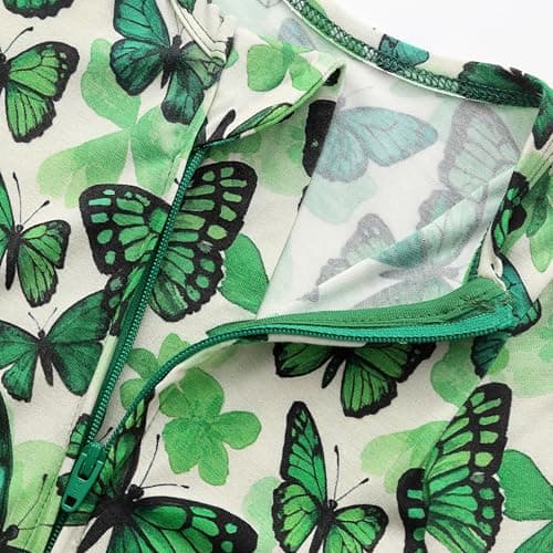 NewSeed Baby One-Piece Footies Long Sleeve Rompers 2-Way Zipper, Baby Bodysuit Bamboo Clothes for Boys Girls (Butterfly, 1-3M) - Thumbnail 2