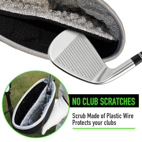 GAIARENA Golf Cleaning Bag Pouch Silicone Ball Washer Club Cleaner with Scrub and Wipe Cloth Gifts Ideas for Golfers On-Course Golf Accessories Black - Thumbnail 3