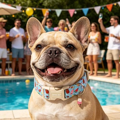 ARING PET Summer Dog Collar, Cute Blue Ice Cream Doggy Collars for Puppy Small Medium Large Boy Girl Dogs Pet, for Daily Photos Outdoor Beach Walking Hiking Picnic, S - Thumbnail 4