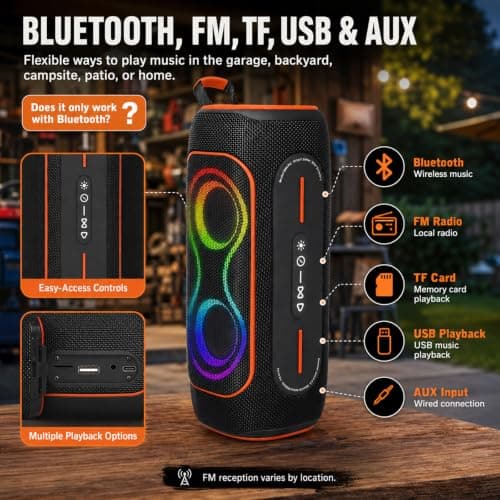 Musibaby Black 80W Waterproof Portable Bluetooth Speaker for Outdoor Use - Thumbnail 6
