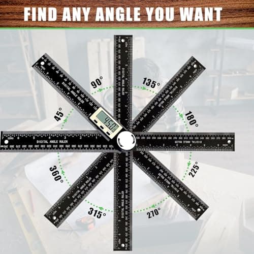 PDDYIER Angle Finder Protractor, 2-in-1 Miter Saw Protractor, 7 Inch/200mm ABS Angle Ruler, High Accuracy Miter Angle Measuring Tool for Woodworking, Metalworking, Carpenter, Construction - Thumbnail 4
