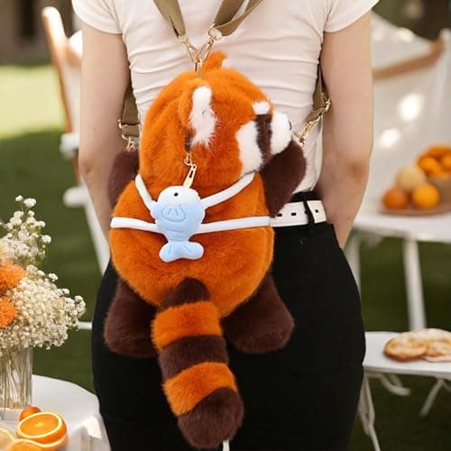buyborgood Stuffed Animal Backpack Crossbody Bag Realistic Plush Shoulder Bag - Thumbnail 5