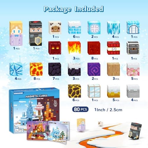 Hiwawind Magnetic Blocks Set, Ice Princess Castle & Lava Realm Fantasy World Building Toys, STEM Montessori Toys for 3 4 5 6 7 8 Year Old Boys Girls, Creative Birthday Gifts for Kids - Thumbnail 6