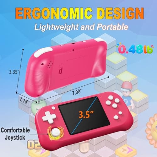 Beijue Handheld Game for Kids with 3.5'' IPS Screen 139 Preloaded 32 Bit Electronic Video Games, Portable Rechargeable Gaming Player Toy for Boys Girls Seniors Gift (Vivid Magenta) - Thumbnail 4
