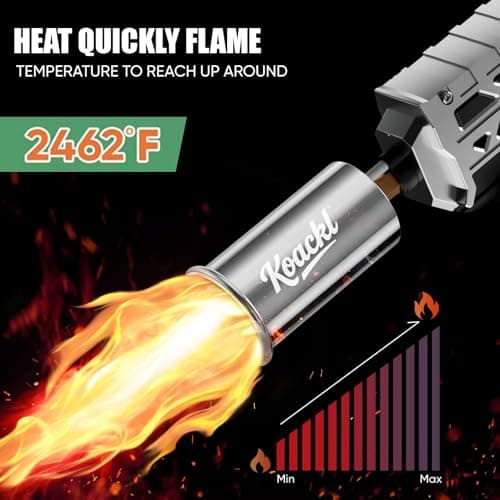 KOACKL Powerful Propane Torch Gun, Kitchen Torch with Adjustable Flame, Flamethrower Blow Torch Gun Gas Welding Kits for BBQ, Searing, Camping & Charcoal Torch Lighter(Tank Not Included) - Thumbnail 4