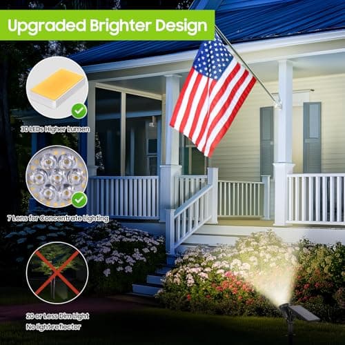 Solar Spot Lights Outdoor Waterproof, Upgraded 3-Level Ultra Bright LED Spotlights for Landscape, Solar Powered Garden Uplights for Wall, Tree, Pathway, Yard, Patio, Auto On/Off - 4 Pack (Warm White) - Thumbnail 3