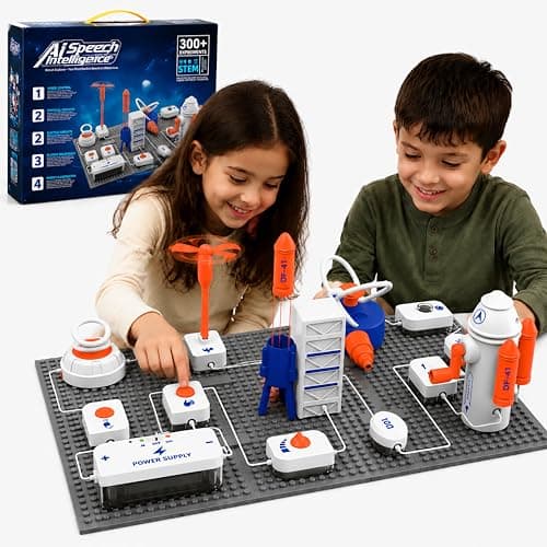 STEM Science Kit for Kids, 55 PCS Electronics Circuit Exploration Toy with 500+ Projects, Voice Control, Space Theme Experiments, Color Manual, DIY Educational Gift for Boys and Girls Ages 6+