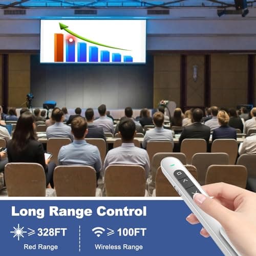 QUI Presentation Clicker for PowerPoint, RF 2.4GHz USB C Wireless Presenter Remote with Volume Control, PowerPoint Clicker Slide Advancer for Mac, Windows, Laptop, Keynote - Thumbnail 6
