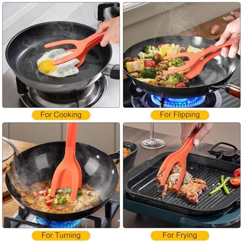 Silicone Spatula, BPA Free Kitchen Spatula, High Heat Resistant Rubber Spatulas, Ideal Kitchen Utensils for Non-Stick Pans, Sautéing, Frying, Baking, Turning and Flipping - Thumbnail 3