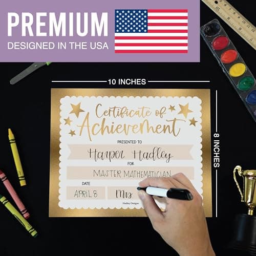 Premium Real Gold Foil Classroom Award Certificates for Students -25 Certificate of Achievement Awards, Certificate Paper, Preschool Graduation Certificates, Kindergarten Diploma, Star Student Honors - Thumbnail 4