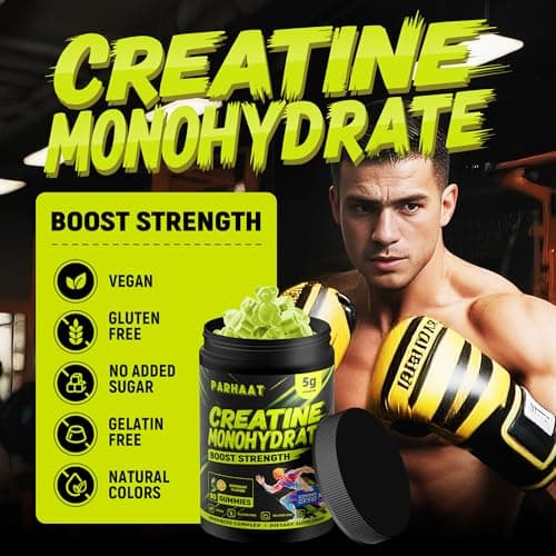 Parhaat NSF Certified Creatine Gummy - Creatine Monohydrate Gummies 5g for Men & Women - Boost Focus,Strength, and Endurance, Vegan, Gluten-Free, Non-GMO, 2.5 Gram Creatine per Gummy (Kumquat 90 ct) - Thumbnail 2