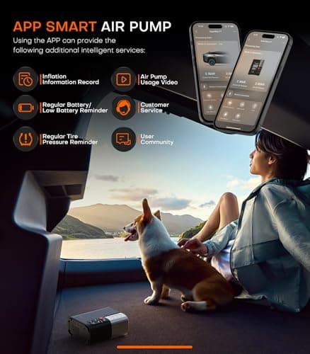 Tire Inflator Portable Air Compressor, SuperBars 3X Faster Air Pump with APP, 160PSI 48LPM Electric Tire Pump with 10400mAh Battery, 45W Faster Charging, Tire Inflator for Car SUV Pickup RV MPV Truck - Thumbnail 5