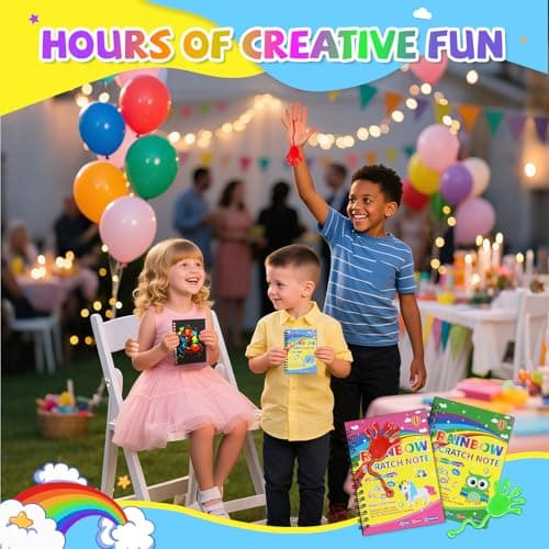 JMMICO 24*3 Pack Scratch Art Notebook+Sticky Hands+Stickers,Party Favors for Kids 4-8-12,Return Gifts for Birthday Party,Goodie Bags Stuffers, End of the Year Gifts for Students - Thumbnail 4