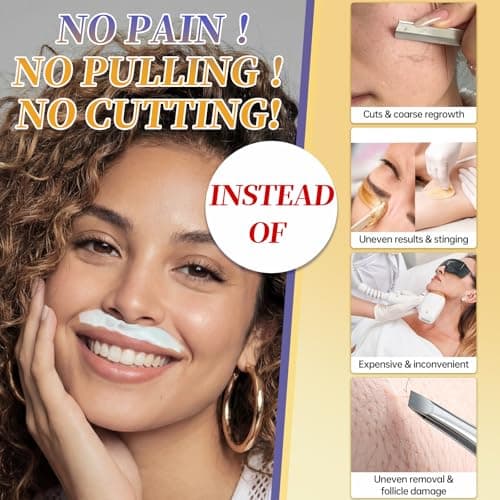 5 Min Facial Hair Removal For Women, Painless & Gentle Sensitive Skin Hair Removal Cream with Soothing Cream for Chin & Upper Lip & Cheeks - 2.03 Fl Oz - Thumbnail 6