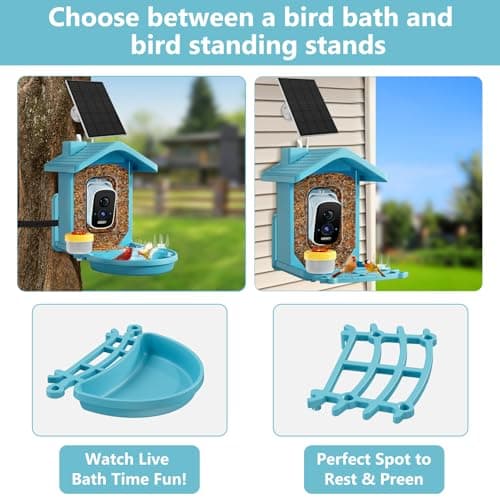 Smart Bird Feeder with Camera Solar Powered, AI Birds Species Identification, 2.5K HD Video Bird House with Camera for Outside, Weatherproof Design Ideal Gifts for Valentine's Day, Bird Lovers, Blue - Thumbnail 3