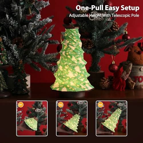 ZBOLE 12-inch Vertical Christmas Tree Lamp,Christmas Decorations with RGB Lights, 1200mAh Battery-OperatedColor Changing Touch Star, Portable Desktop Decor for Office, Home, (Walnut) - Thumbnail 4